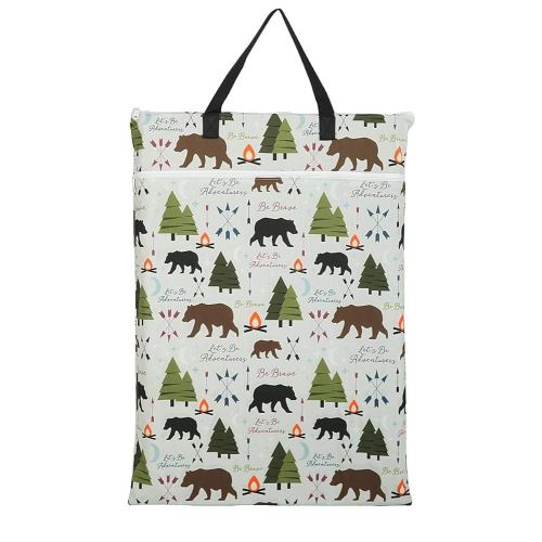 Large Hanging Wet/Dry Cloth Diaper Pail Bag for Reusable Diapers or Laundry (Bear)