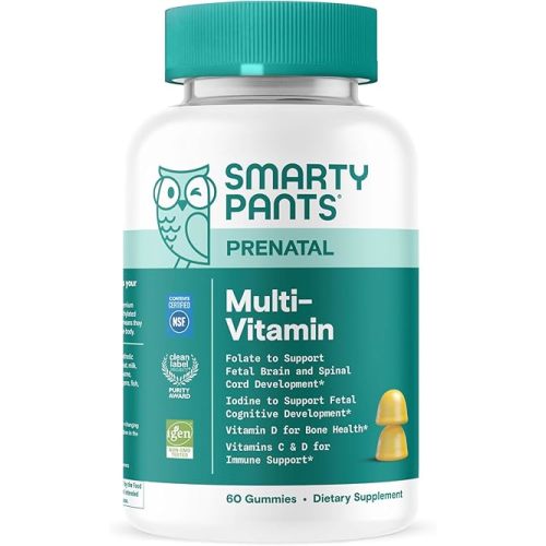 SmartyPants Prenatal Vitamins for Women, Multivitamin Gummies: Pre and Postnatal Vitamins, Biotin, Methylfolate, Vitamin D3, C, Vitamin B12, B6, Vitamin A, K & Zinc, 60 Count (30 Day Supply)