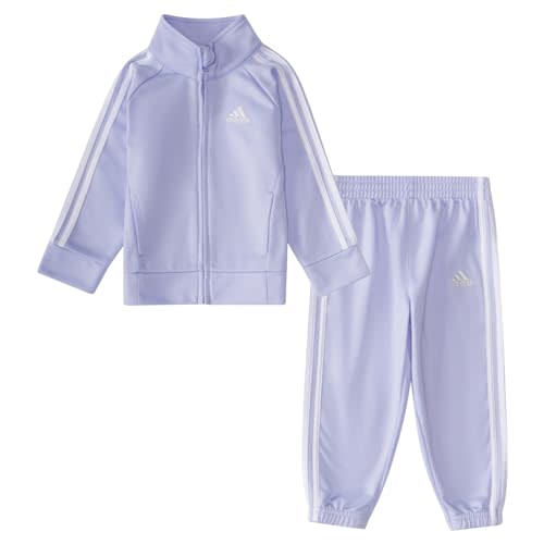 adidas Baby Girl's Zip Front Classic Tricot Jacket and Joggers Set