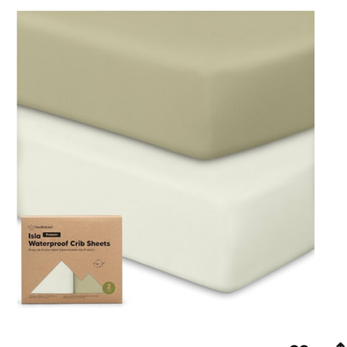 2-Pack Waterproof Baby Crib Sheets for Boys, Girls - 52x28 Viscose Derived from Bamboo Toddler Bed Sheet Neutral, Fitted Crib Mattress Protector Cover for Baby Bedding, Soft & Gentle (Oregano)