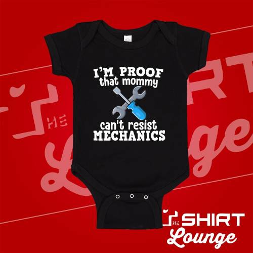 I'm Proof Mommy Can't Resist Mechanics Baby One Piece Toddler Shirt, Mechanic Baby Clothes, Mechanic Daddy, Baby Reveal, Announcement, Car