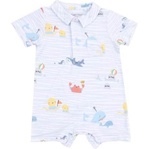 Polo Shortie, Sea Stripes - Angel Dear | Maisonette