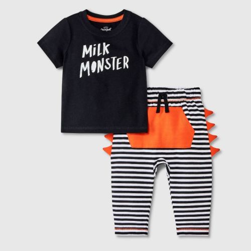 Baby Bloomer Milk Monster Top & Bottom Set - Cat & Jack™ Black Newborn