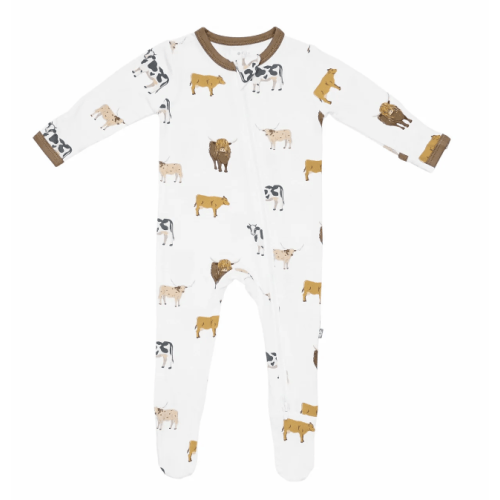 Zippered Footie in Moo