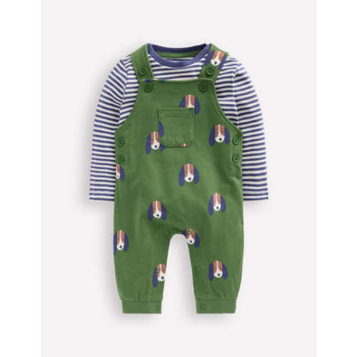 Printed Jersey Overalls Set-Green Dogs | Boden USA