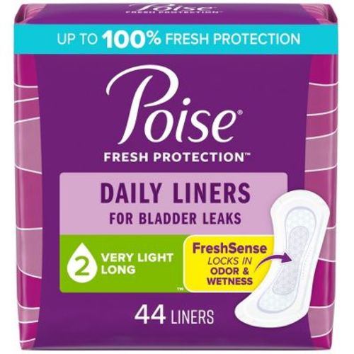 Poise Daily Incontinence Panty Liners - Very Light Absorbency 2 Drop - Long - 44ct