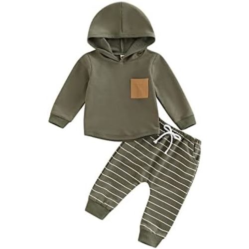 2Pcs Baby Boys Hoodie Tops Pants Set Dinosaur Deer Print Sweatsuit Fall Winter Outfits