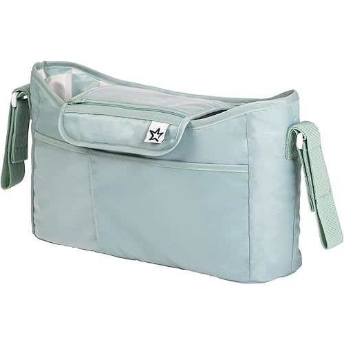 Tiny Twinkle Universal Stroller Organizer with Adjustable Strap - Waterproof Caddy Fits Baby Jogger, Nuna, Graco, Donna and Bugaboo Stroller | Sage Checkers