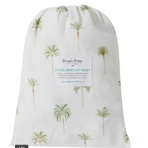 Palm Organic Fitted Cot Sheet in Green