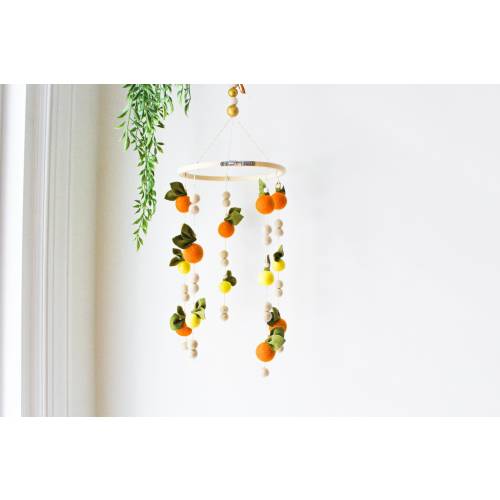 Clementine Nursery Mobile | Wool Felt Baby Mobile | Clementine Gender Neutral Mobile | Nursery Decor | Citrus nursery | Baby Shower Gift