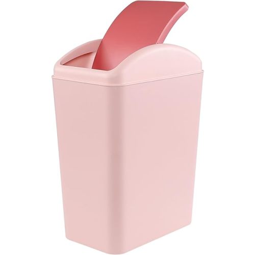 4.5 Gallon Trash Can with Swing Lid, Plastic Swing Top Trash Can (Pink)