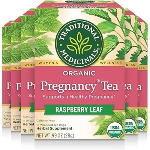 Traditional Medicinals Raspberry Leaf Pregnancy Tea, 96 Tea Bags, 6 Pack