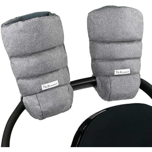 7AM Enfant Stroller Warmmuffs Gloves - Anti-Freeze Stroller Mittens for Handlebars, Water Repellent Hand Warmer Muff for Cold Weather, Plush Lined Stroller Warmmuffs | Winter Stroller Accessories