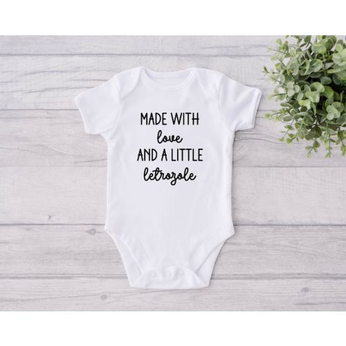 Made With Love and a Little Letrozole, Miracle Baby Bodysuit, IVF Announcement, Infertility Pregnancy Announcement, IUI Baby, Letrozole Baby