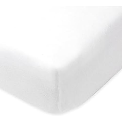 HonestBaby Fitted Crib Sheets Fits Standard Mattress Bassinet, Mini Prints 100% Organic Cotton Baby Boys, Girls, Unisex, Bright White Fitted Crib Sheet, One Size