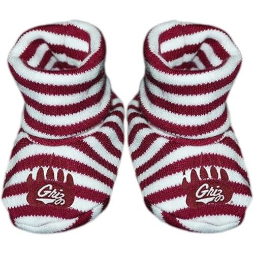 Creative Knitwear University of Montana Griz Paw Newborn Baby Striped Bootie Sock