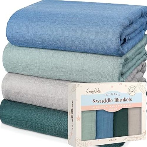 Muslin Swaddle Blankets - Breathable and Skin-Friendly Swaddle Blanket for Boys and Girls - Perfect Nursery Essential and Baby Shower Party Gift - 47 x 47 inches 4-Pack
