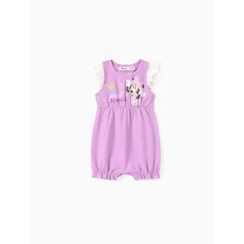 Disney Mickey and Friends Baby Girls 1pc Naia™ Minnie Polka Dots Prnt Ruffle Romper Only $17.99 PatPat US Mobile