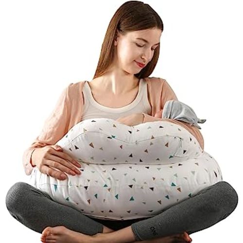 BATTOP Nursing Pillow for Breastfeeding,Plus Size Breastfeeding Pillow for More Support for Mom Baby,with Removable Cover Adjustable Waist Strap,Feeding Pillow