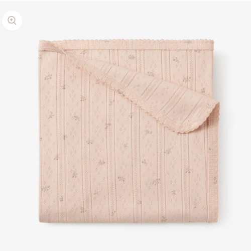 Blush Floral Organic Cotton Pointelle Baby Blanket – Elegant Baby