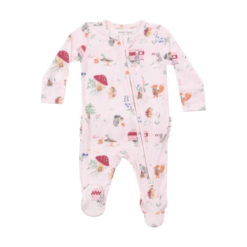 Cute Animal Campers - 2 Way Zipper Ruffle Back Footie – Apple Blossom Baby And Decor