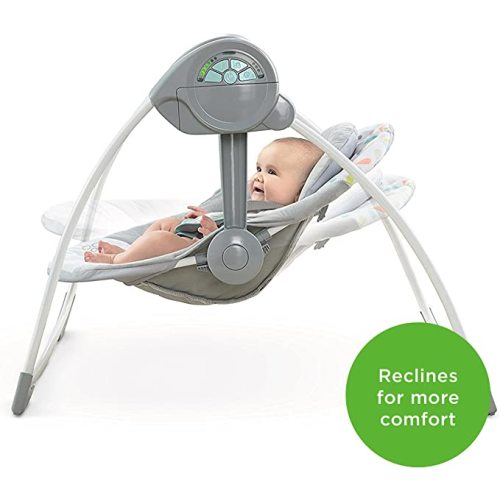 Ingenuity Comfort 2 Go Compact Portable 6-Speed Cushioned Baby Swing with Music, Folds Easy, 0-9 Months 6-20 lbs (Fanciful Forest)