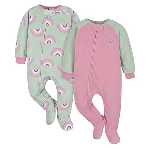 Gerber Baby Girls' Toddler Loose Fit Flame Resistant Fleece Footed Pajamas 2-Pack