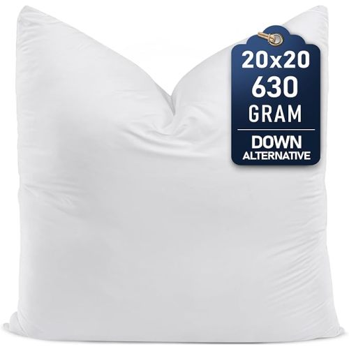 Utopia Bedding Throw Pillows (Set of 1, White) – 20 x 20 Inches Down Alternative Pillows for Bed, Sofa, and Couch - Fluffy Decorative Stuffer Pillow for Indoors & Outdoors