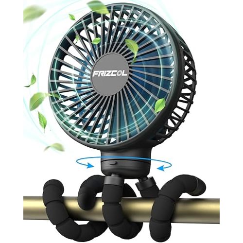FRIZCOL Stroller Fan for Baby - Portable Fan Rechargeable - Battery Operated Fan(Use for 30Hrs) - Fan for Handheld/Clip On/Car Seat/Desk/Camping