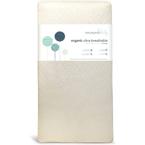 Naturepedic Organic Baby Crib Mattress - 2-Stage Lightweight Infant & Toddler Mattress with Breathable Crib Mattress Pad - Waterproof Baby Bed Mattress for Crib - Non-Toxic Standard Baby Crib Mattress