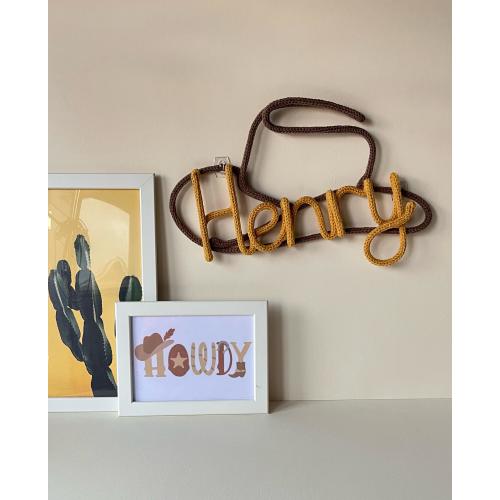 Knitted wire large cowboy hat with name, Western decor, Cowboy decor, Cowboy room theme, Children’s bedroom decor