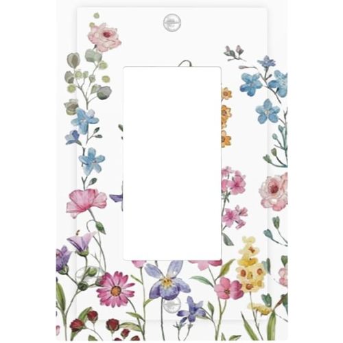 Watercolor Rustic Wild Flowers Floral Herbs Leaves Botanical Plants 1 Gang Single Decorator GFCI/Rocker Wall Plate Electrical Outlet Decorative Receptacle Cover Light Switch for Dimmer, USB, Mid Size