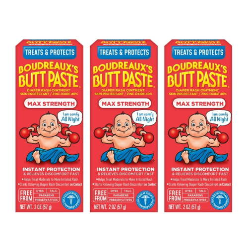 Boudreaux's Butt Paste Maximum Strength, Diaper Rash Cream for Babies, Infant Ointment, 2 oz