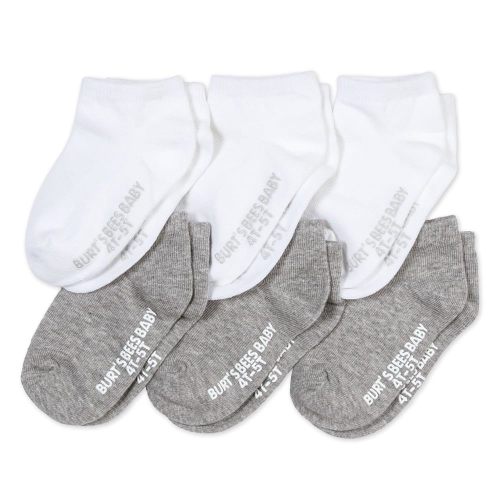Burt's Bees Baby Unisex Baby Socks Ankle or Crew Height Made with Soft Organic Cotton, 6 Packs with Non-Slip Grips for Babies
