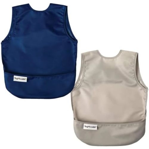 Tiny Twinkle Mess-Proof Apron Toddler Bibs w/Tug-Proof Closure, Baby Food Bibs, 2 Pack