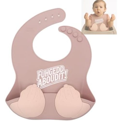 Teasin' Teethers Funny Italian Silicone Baby Bib with Pocket Food Catcher for Toddlers and Infants Funny Baby Bib Gift