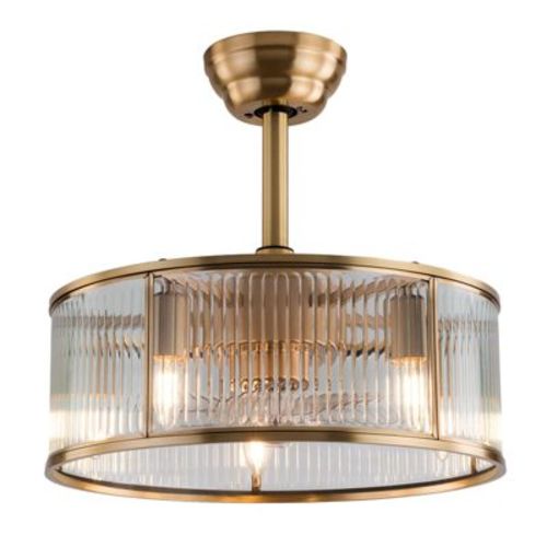 YIYIBYUS Gold Farmhouse Ceiling Light, Caged Ceiling Fan with Remote Control
