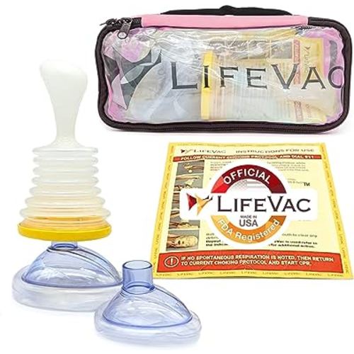 LifeVac Pink Travel Kit - Portable Suction Rescue Device, First Aid Kit for Kids and Adults, Portable Airway Suction Device for Children and Adults