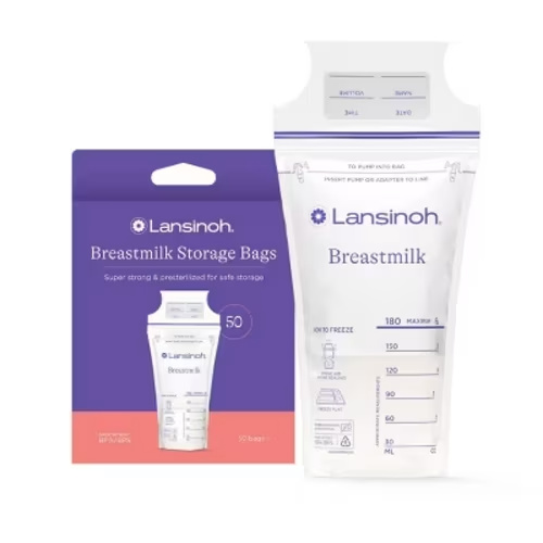 Lansinoh Breast Milk Storage Bags, Fast Freeze & Thaw Breast Milk Bags For Baby Bottle Feeding - 25ct/6oz