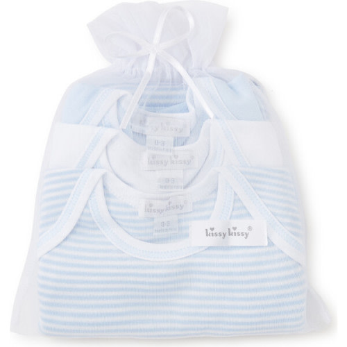 3pc Striped Onesie Set, Blue - Kissy Kissy Rompers | Maisonette