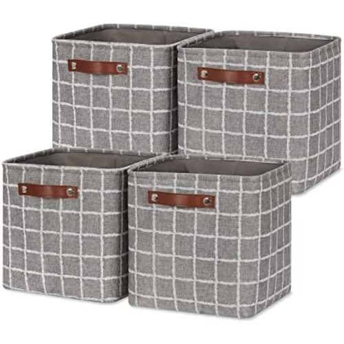 HNZIGE Shelf Baskets for Storage(3 Pack) Storage Bins Fabric Storage Baskets for Shelves ,Baskets Set for Organizing Clothes,Nursery,Laundry(Gray,15