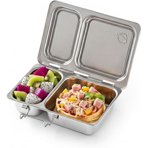 PlanetBox Recycled Shuttle Stainless Steel Lunch Box for Kids and Adults - Replacement Lunchbox Only, Brushed Finish, Sustainable Bento Box