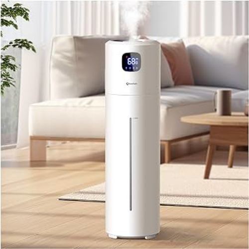 Large Humidifiers for Bedroom, 9L/2.5Gal Ultrasonic Cool Mist Humidifier, Easy Clean Humidifier with 350ML/H Large Mist Speed, Quiet Tower Humidifier, Suitable for Kids Room Plant Yoga (White)