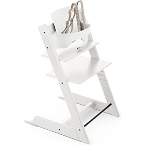 Tripp Trapp High Chair from Stokke, White - Adjustable, Convertible Chair for Children & Adults - includes Baby Set with Removable Harness for Ages 6-36 Months - Ergonomic & Classic Design