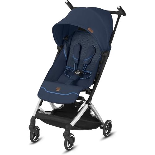 gb Pockit+ All City, Ultra Compact Lightweight Travel Stroller with Front Wheel Suspension, Full Canopy, and Reclining Seat in Night Blue