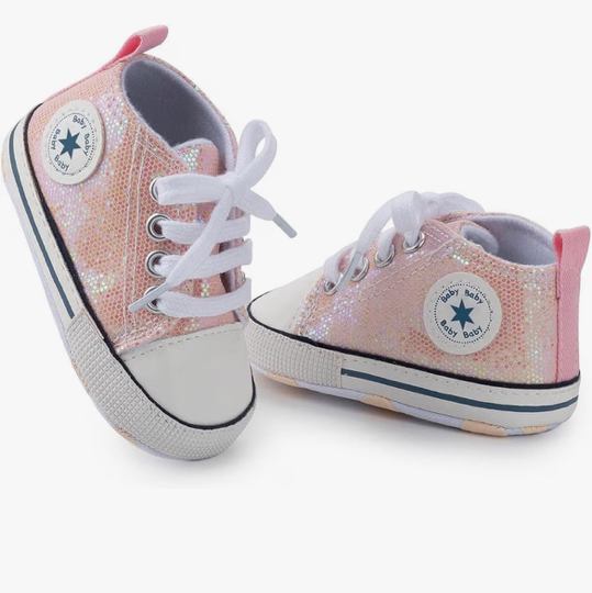 Unisex Baby Girls Boys Canvas High-top Shoes, Newborn Infant Anti-Slip Soft Sole Frist Walking Breathable Sneakers