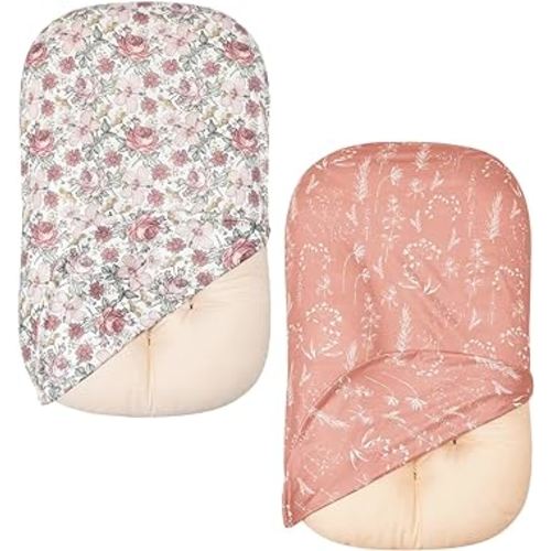 Little Jump 2 Pack Baby Lounger Cover Soft Cotton Slipcover Fits Newborn Lounger for Baby Boys and Girls Infant Lounger Cover (2 Pack Vintage Floral)