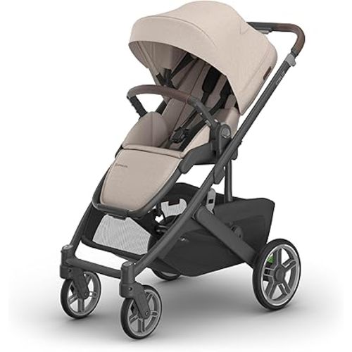 UPPAbaby Cruz V3 Stroller - from Birth + Car Seat Compatible - Full-Size, Reversible Seat - Infant Insert, Bug and Rain Shields Included - Ada - (Sandstone Mélange/Carbon Frame/Chestnut Leather)