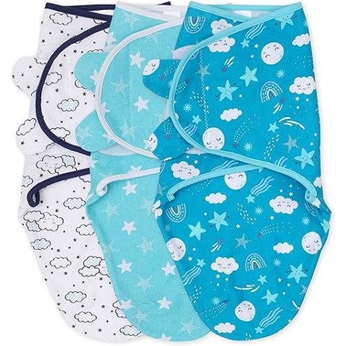 The Peanutshell Baby Swaddle Set for Boys or Girls - Unisex 3 Pack - Cloud & Stars (Small/Medium | 0-3 Months)