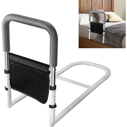 Bed Rails for Ederly Adults Safety, Adjustable Height Bed Assist Rails for Seniors Fall Prevent Grab Bar Fits King Queen Full Twin Bed…